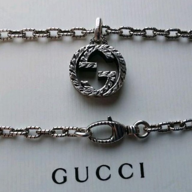Gucci - GUCCI 燻し ネックレス インターロッキング ラージサイズ