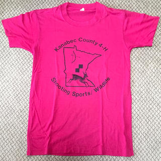 マルタンマルジェラ(Maison Martin Margiela)のビンテージ　グラフィック　プリントTシャツ　ショッキング　ピンク(Tシャツ/カットソー(半袖/袖なし))