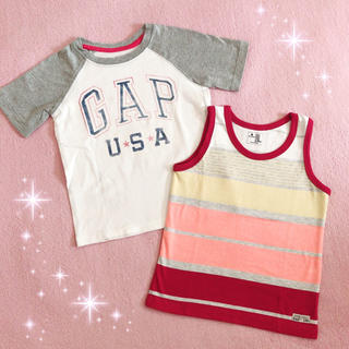 ベビーギャップ(babyGAP)の☆baby Gap☆ロゴ柄半袖Ｔシャツ＆ボーダー柄タンクトップ☆100サイズ(Tシャツ/カットソー)
