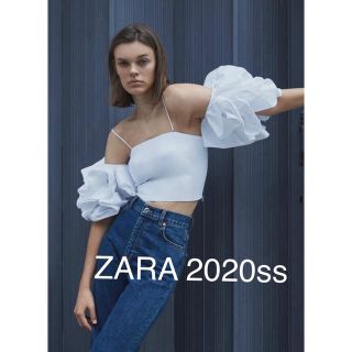 ザラ(ZARA)の新品　完売品　ZARA ザラ　フリル付きポプリントップス(シャツ/ブラウス(半袖/袖なし))