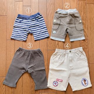 ユニクロ(UNIQLO)のキッズ ボトムス ハーフパンツ 短パン オーバーオール 男の子 古着 80 90(パンツ)