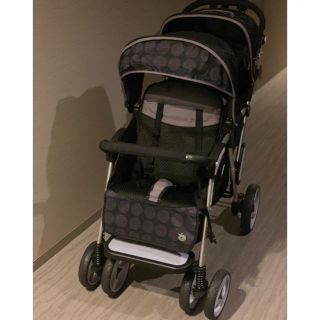 縦型二人乗り ベビーカー Twin Pram ツインプラム ランダムドットの
