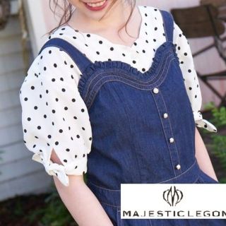 マジェスティックレゴン(MAJESTIC LEGON)の新品 未使用 MAJESTIC LEGON ドット スカラップ袖 ブラウス(カットソー(半袖/袖なし))