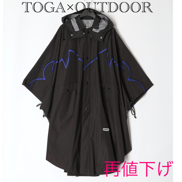 【週末値下げ】新品未使用　男女兼用　TOGA×OUTDOOR ポンチョブラックナイロン100％刺繍糸