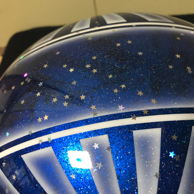 星型ラメ+7色ラメ 富士日章 コルク半 ヘルメット ラップ塗装の 星型ラメ+7色ラメ 富士日章 コルク半 ヘルメット ラップ塗装の