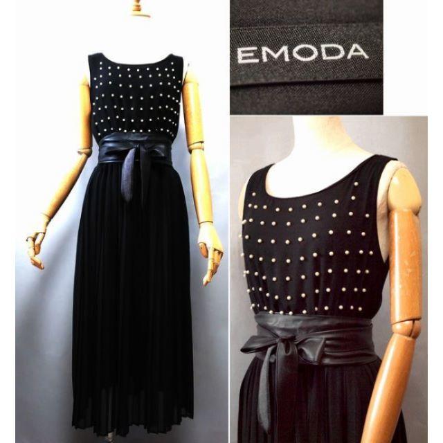 EMODA(エモダ)の【8/18迄SALE】EMODA★パール×プリーツワンピース黒/F レディースのワンピース(ロングワンピース/マキシワンピース)の商品写真