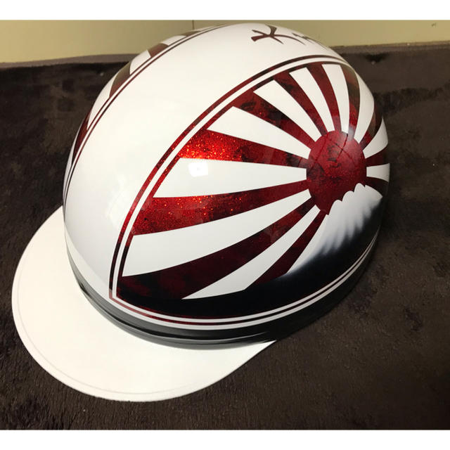 レッドラメ 黒 富士日章 コルク半 ヘルメット