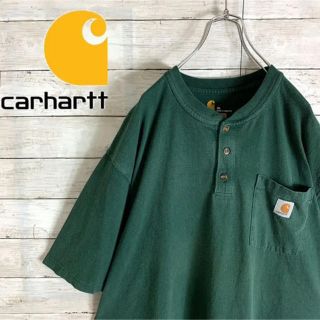 カーハート(carhartt)の古着 90s カーハート 半袖 Tシャツ 刺繍 ヘンリーネック ビッグシルエット(Tシャツ/カットソー(半袖/袖なし))