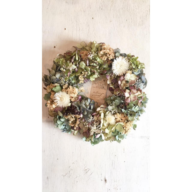 Hydrangea wreath〜あじさいとシルバーカップブルーメンのリース ハンドメイドのフラワー/ガーデン(リース)の商品写真