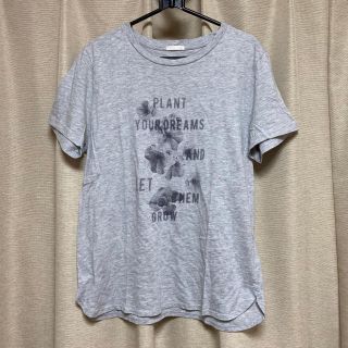 ジーユー(GU)のG U ジーユー 半袖 Tシャツ グレー LLサイズ 花 綿(Tシャツ(半袖/袖なし))