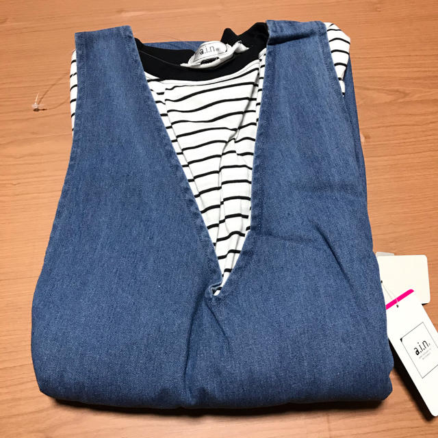 新品 3L 授乳口付きトップス&デニムジャンスカ マタニティ a.i.n 授乳服 キッズ/ベビー/マタニティのマタニティ(マタニティワンピース)の商品写真