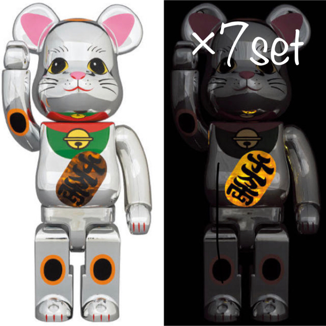 フィギュアBE@RBRICK 招き猫 銀メッキ 発光 1000％ ベアブリック