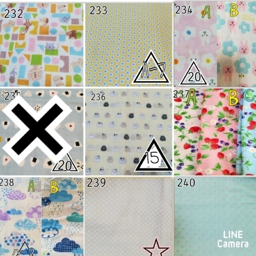 ガーゼハンカチ  オーダー用 ダブルガーゼ生地見本③ オーダー ハンドメイド ハンカチ 生地見本 ダブルガーゼ③