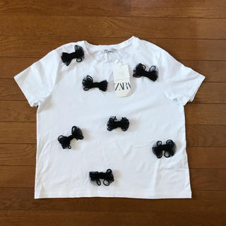 ザラ(ZARA)の新品⭐︎ZARA  リボンTシャツ　(Tシャツ(半袖/袖なし))