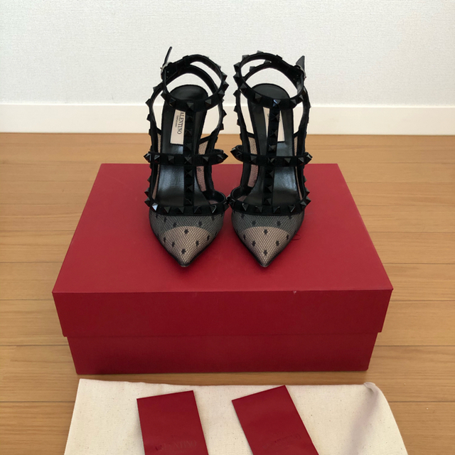 ハイヒール/パンプス超美品　valentino レース　ロックスタッズパンプス