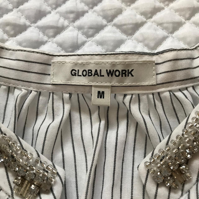 GLOBAL WORK(グローバルワーク)のグローバルワーク　ストライプ　シャツ　M レディースのトップス(シャツ/ブラウス(半袖/袖なし))の商品写真