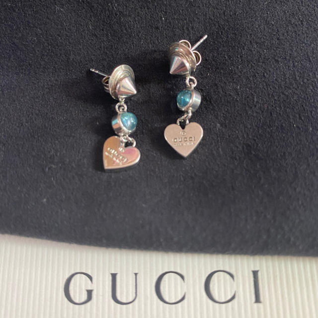 Gucci(グッチ)の正規本物　GUCCI グッチ ハート　スイングピアス シルバー　ブルートパーズ レディースのアクセサリー(ピアス)の商品写真