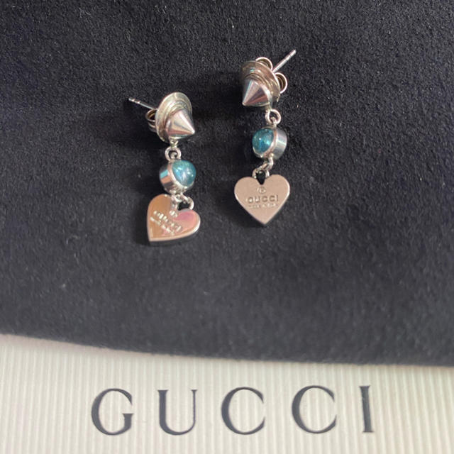 正規本物 GUCCI グッチ ハート スイングピアス シルバー ブルー