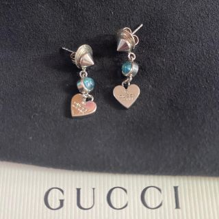 グッチ(Gucci)の正規本物　GUCCI グッチ ハート　スイングピアス シルバー　ブルートパーズ(ピアス)