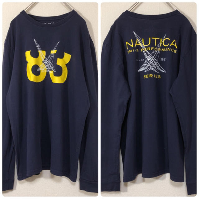 NAUTICA(ノーティカ)のNAUTICA 両面 プリント Tシャツ ロゴ 長袖 ロンT グラフィック 古着 メンズのトップス(Tシャツ/カットソー(七分/長袖))の商品写真