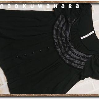 スナオクワハラ(sunaokuwahara)のスナオクワハラ　カシミヤ混カットソー　黒(カットソー(半袖/袖なし))