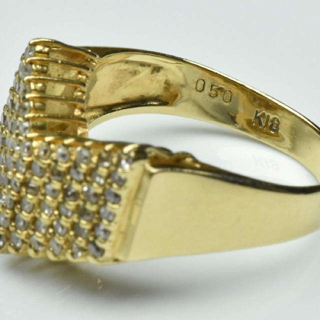 K18 合計 0.50ct V字 ダイヤモンドリング 12号 指輪 レディースのアクセサリー(リング(指輪))の商品写真