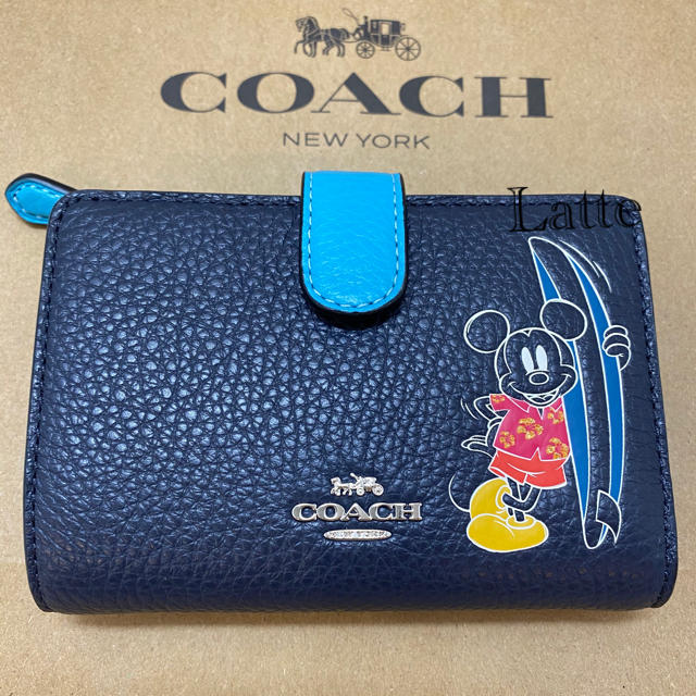 COACH - コーチ ミッキー 財布 ネイビー サーフィン 折り財布 日本限定