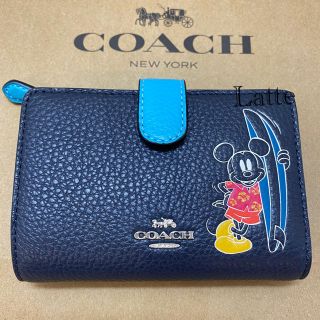 コーチ(COACH)のコーチ ミッキー 財布 ネイビー サーフィン 折り財布 日本限定(財布)