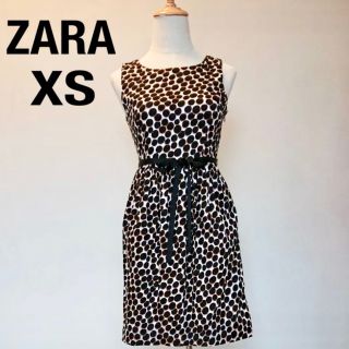 ザラ(ZARA)のZARA おしゃれ ワンピース  XS  32 34 黒 オレンジ(ひざ丈ワンピース)