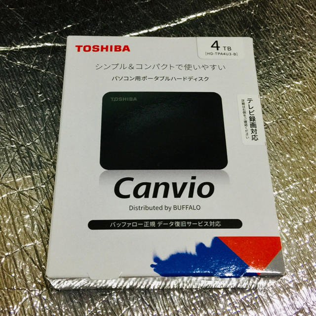 PC周辺機器東芝 ポータブルハードディスク 4TB CANVIO  HD-TPA4U3-B