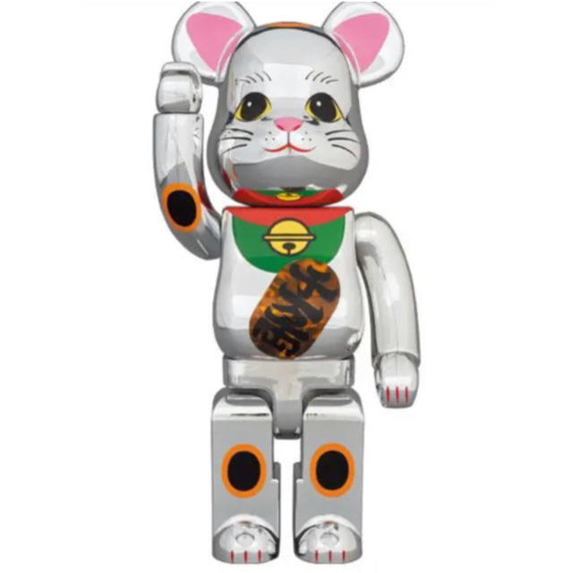 送込 BE@RBRICK 招き猫 銀メッキ 発光 400％400%