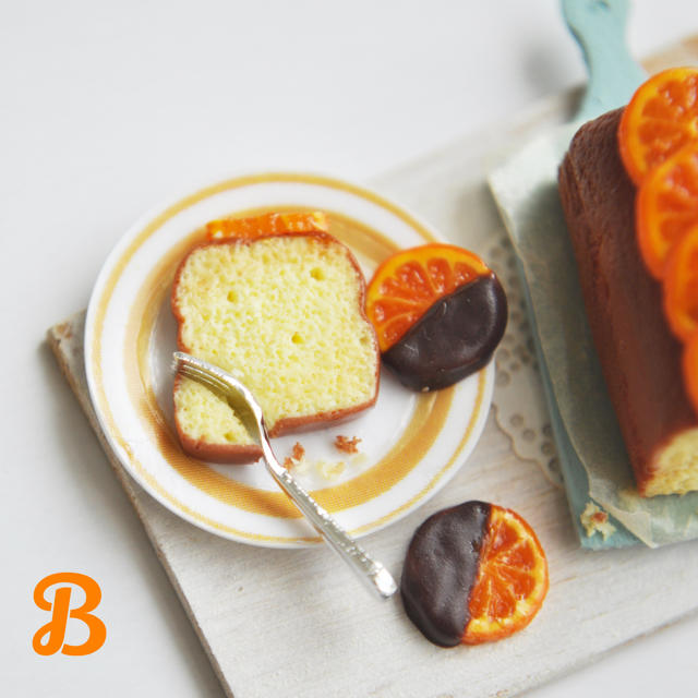 Bオレンジパウンドケーキのセット ハンドメイドのおもちゃ(ミニチュア)の商品写真