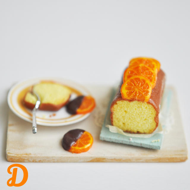 Dオレンジパウンドケーキのセット ハンドメイドのおもちゃ(ミニチュア)の商品写真
