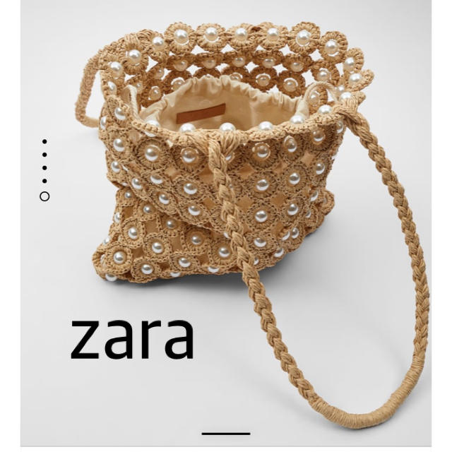 ZARA パール風編み込みトートバッグ