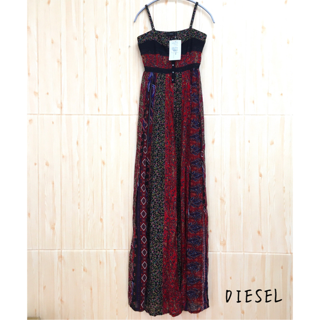 DIESEL(ディーゼル)の【DIESEL】ワンピース(XS) マキシ ロング　エスニック　花柄　ペイズリー レディースのワンピース(ロングワンピース/マキシワンピース)の商品写真