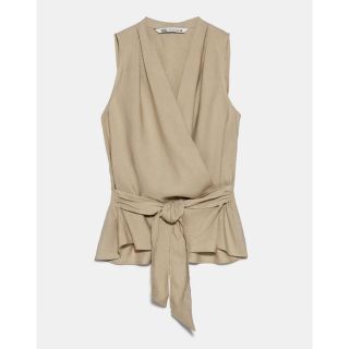 ザラ(ZARA)の【タグ付き】ZARA リボン付き ラップブラウス M(シャツ/ブラウス(半袖/袖なし))