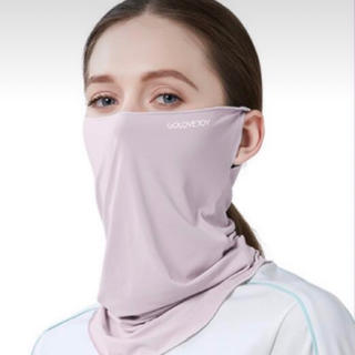 冷感マスク 男女兼用 フェイスマスク スポーツ UVカット 紫(ネックウォーマー)