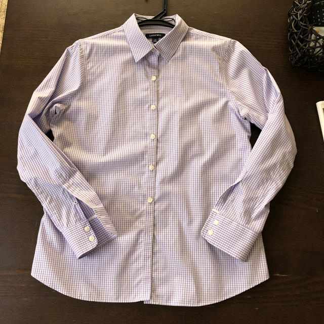 アロハ様⭐︎LANDS' END 優しいランベンダー色のチェックシャツ レディースのトップス(シャツ/ブラウス(長袖/七分))の商品写真