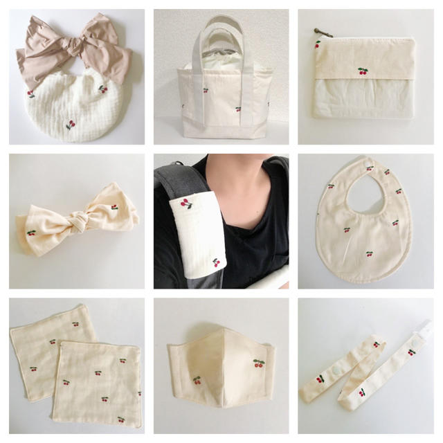 【handmade/BABYno37】さくらんぼ/チェリー抱っこ紐よだれカバー ハンドメイドのキッズ/ベビー(外出用品)の商品写真