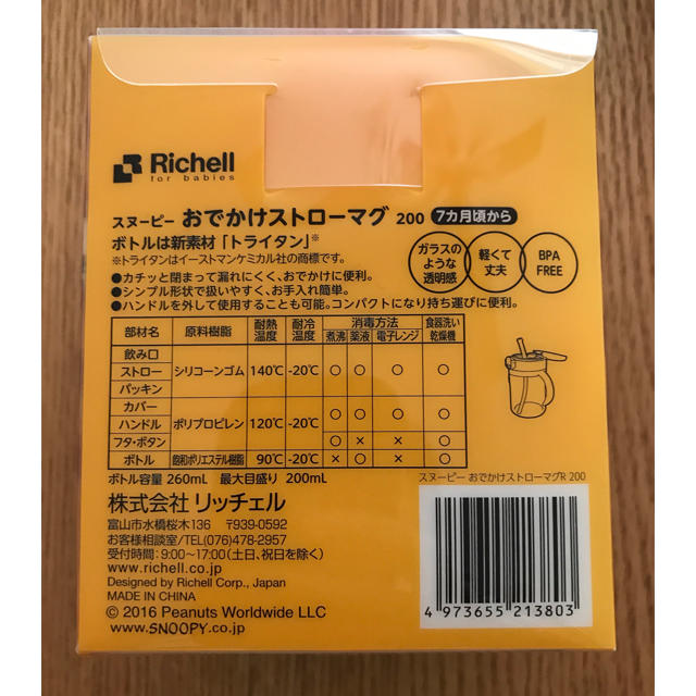 Richell(リッチェル)のRichell ストローマグ　スヌーピー キッズ/ベビー/マタニティの授乳/お食事用品(水筒)の商品写真