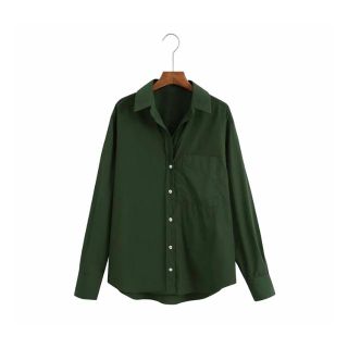 ザラ(ZARA)の🍁秋先行🍁2109◆green ベーシック シャツ(シャツ/ブラウス(長袖/七分))