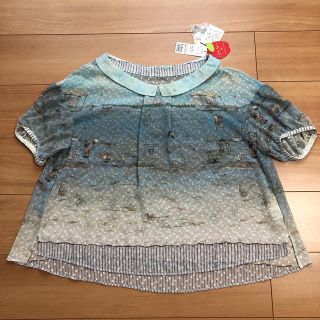 フランシュリッペ(franche lippee)のフランシュリッペ　しおひがりブラウス　サックスブルーMサイズ　タグ付新品未使用(シャツ/ブラウス(半袖/袖なし))