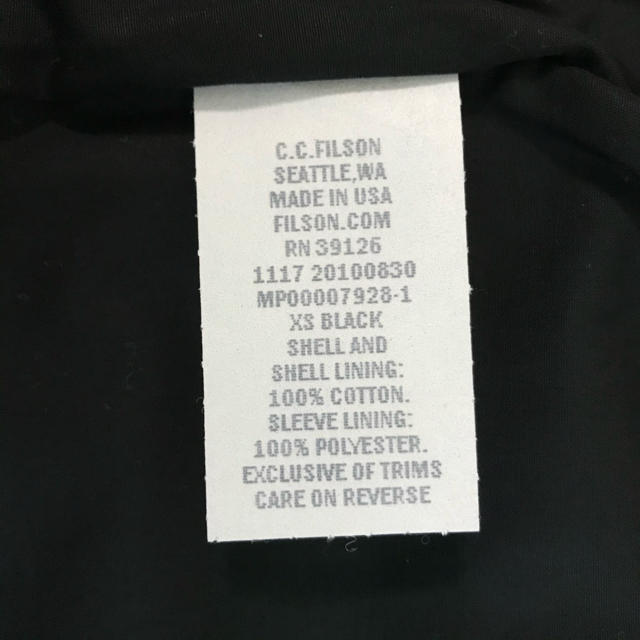 FILSON(フィルソン)のFILSON Short Mile Marker Jacket XS 黒 限定 メンズのジャケット/アウター(その他)の商品写真
