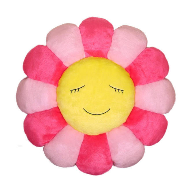 送料無料・名入れ彫刻 村上隆 クッション ピンク 30cm Flower Cushion