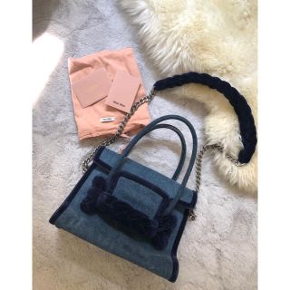 ミュウミュウ(miumiu)の定価23万　ミュウミュウ    miu miu  デニム　バッグ(ハンドバッグ)