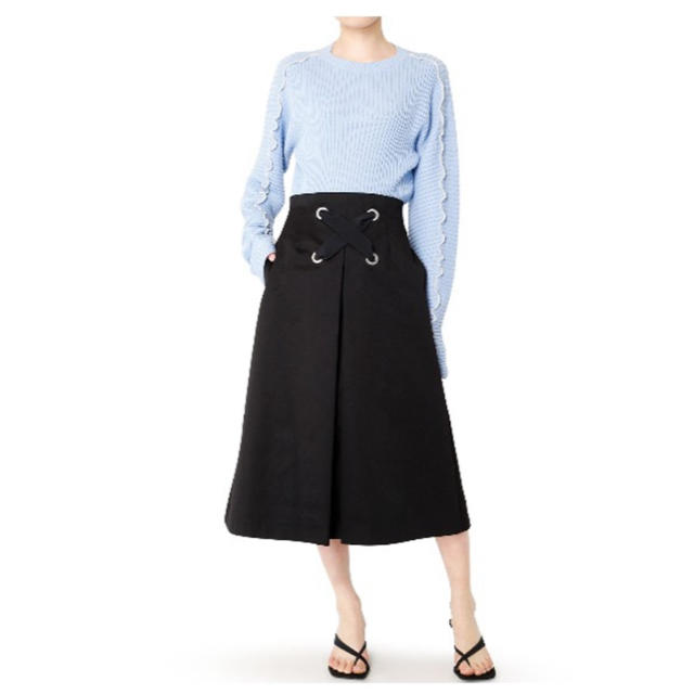 LE CIEL BLEU(ルシェルブルー)のLE CIEL BLEU   Big Lace Up Flow Skirt レディースのスカート(ひざ丈スカート)の商品写真