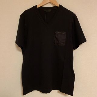 プラダ(PRADA)の新品 PRADA プラダ ポケット コットン ストレッチ Vネック Tシャツ 黒(Tシャツ/カットソー(半袖/袖なし))