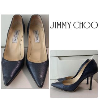 ジミーチュウ(JIMMY CHOO)のは音記号様専用ページです♡ジミーチュウ　ネイビーブラックレザー　パンプス(ハイヒール/パンプス)