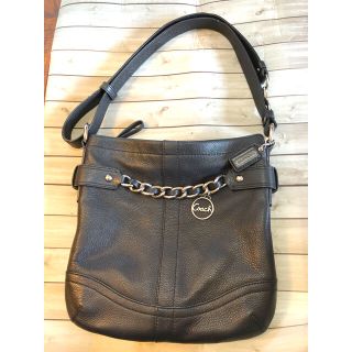 コーチ(COACH)のcoachコーチ　ショルダーバッグ　ブラックレザー　美品(ショルダーバッグ)