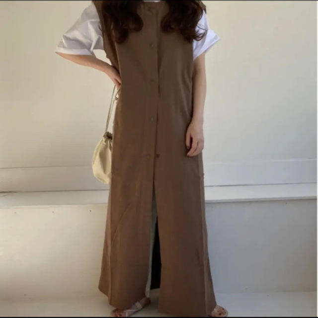 Kastane(カスタネ)のlawgy original 2way long vest brown レディースのワンピース(ロングワンピース/マキシワンピース)の商品写真